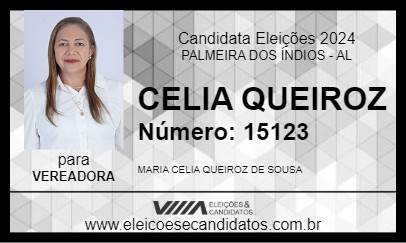 Candidato CELIA QUEIROZ 2024 - PALMEIRA DOS ÍNDIOS - Eleições