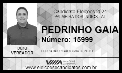 Candidato PEDRINHO GAIA 2024 - PALMEIRA DOS ÍNDIOS - Eleições