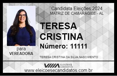 Candidato TERESA CRISTINA 2024 - MATRIZ DE CAMARAGIBE - Eleições