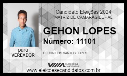 Candidato GEHON LOPES 2024 - MATRIZ DE CAMARAGIBE - Eleições