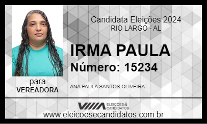 Candidato IRMA PAULA 2024 - RIO LARGO - Eleições