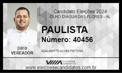 Candidato PAULISTA 2024 - OLHO D\ÁGUA DAS FLORES - Eleições