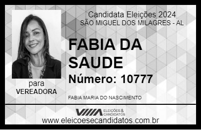 Candidato FABIA DA SAUDE 2024 - SÃO MIGUEL DOS MILAGRES - Eleições