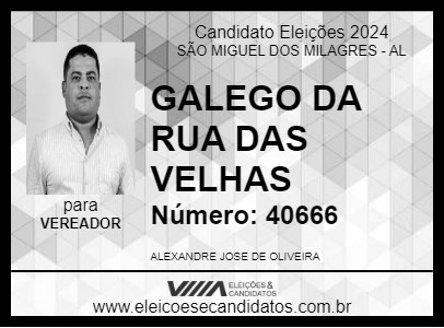 Candidato GALEGO DA RUA DAS VELHAS 2024 - SÃO MIGUEL DOS MILAGRES - Eleições