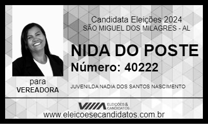 Candidato NIDA DO POSTE 2024 - SÃO MIGUEL DOS MILAGRES - Eleições