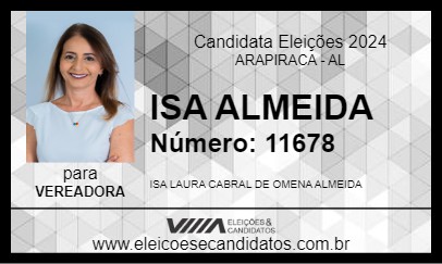 Candidato ISA ALMEIDA 2024 - ARAPIRACA - Eleições