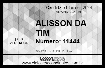 Candidato ALISSON DA TIM 2024 - ARAPIRACA - Eleições