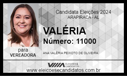 Candidato VALÉRIA 2024 - ARAPIRACA - Eleições