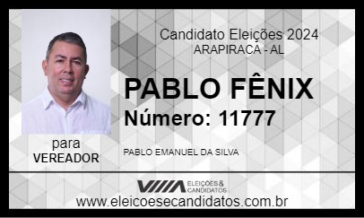 Candidato PABLO FÊNIX 2024 - ARAPIRACA - Eleições