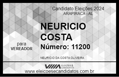 Candidato NEURICIO COSTA 2024 - ARAPIRACA - Eleições