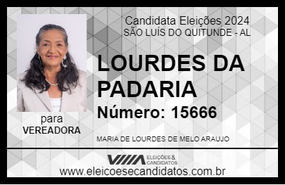 Candidato LOURDES DA PADARIA 2024 - SÃO LUÍS DO QUITUNDE - Eleições