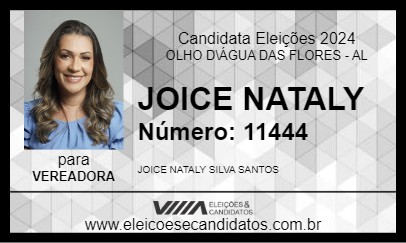 Candidato JOICE NATALY 2024 - OLHO D\ÁGUA DAS FLORES - Eleições