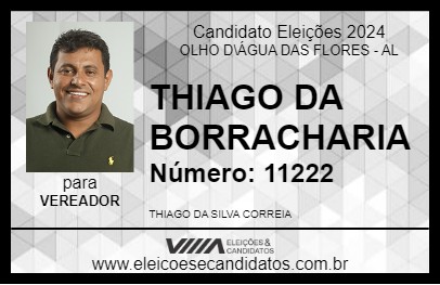 Candidato THIAGO DA BORRACHARIA 2024 - OLHO D\ÁGUA DAS FLORES - Eleições