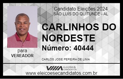 Candidato CARLINHOS DO NORDESTE 2024 - SÃO LUÍS DO QUITUNDE - Eleições