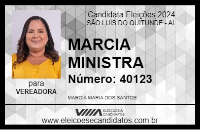 Candidato MARCIA MINISTRA 2024 - SÃO LUÍS DO QUITUNDE - Eleições