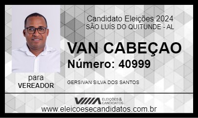 Candidato VAN CABEÇAO 2024 - SÃO LUÍS DO QUITUNDE - Eleições