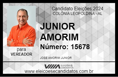 Candidato JUNIOR AMORIM 2024 - COLÔNIA LEOPOLDINA - Eleições