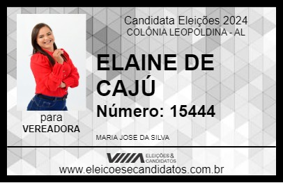 Candidato ELAINE DE CAJÚ 2024 - COLÔNIA LEOPOLDINA - Eleições