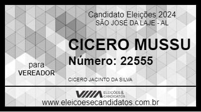 Candidato CICERO MUSSU 2024 - SÃO JOSÉ DA LAJE - Eleições