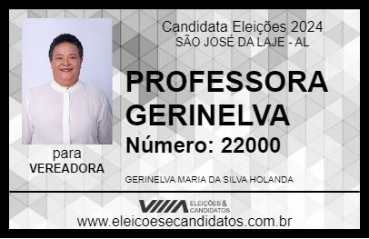 Candidato PROFESSORA GERINELVA 2024 - SÃO JOSÉ DA LAJE - Eleições