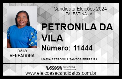 Candidato PETRONILA DA VILA 2024 - PALESTINA - Eleições