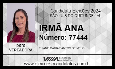 Candidato IRMÃ ANA 2024 - SÃO LUÍS DO QUITUNDE - Eleições