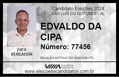 Candidato EDVALDO DA CIPA 2024 - SÃO LUÍS DO QUITUNDE - Eleições