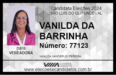 Candidato VANILDA DA BARRINHA 2024 - SÃO LUÍS DO QUITUNDE - Eleições