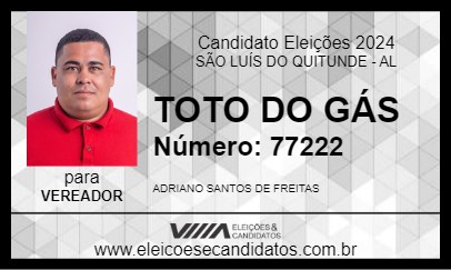 Candidato TOTO DO GÁS 2024 - SÃO LUÍS DO QUITUNDE - Eleições