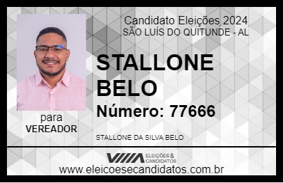 Candidato STALLONE BELO 2024 - SÃO LUÍS DO QUITUNDE - Eleições