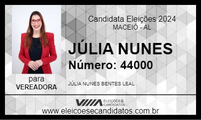 Candidato JÚLIA NUNES 2024 - MACEIÓ - Eleições