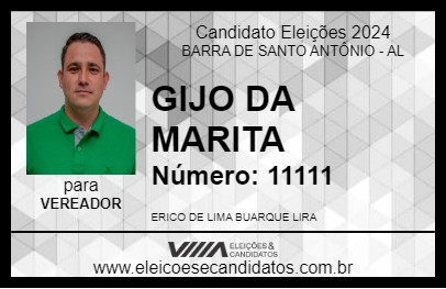 Candidato GIJO DA MARITA 2024 - BARRA DE SANTO ANTÔNIO - Eleições