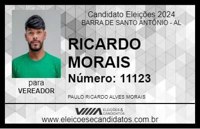 Candidato RICARDO MORAIS 2024 - BARRA DE SANTO ANTÔNIO - Eleições