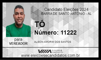 Candidato TÔ 2024 - BARRA DE SANTO ANTÔNIO - Eleições