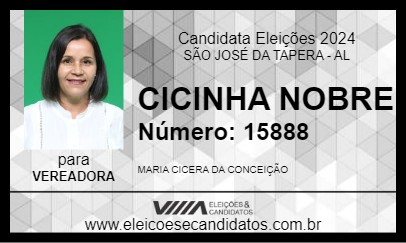 Candidato CICINHA NOBRE 2024 - SÃO JOSÉ DA TAPERA - Eleições