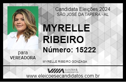 Candidato MYRELLE RIBEIRO 2024 - SÃO JOSÉ DA TAPERA - Eleições