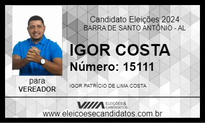 Candidato IGOR COSTA 2024 - BARRA DE SANTO ANTÔNIO - Eleições