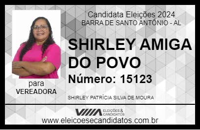 Candidato SHIRLEY AMIGA DO POVO 2024 - BARRA DE SANTO ANTÔNIO - Eleições