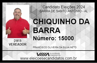 Candidato CHIQUINHO DA BARRA 2024 - BARRA DE SANTO ANTÔNIO - Eleições