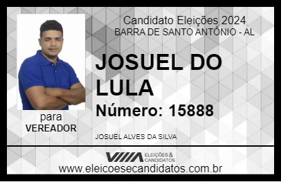 Candidato JOSUEL DO LULA 2024 - BARRA DE SANTO ANTÔNIO - Eleições