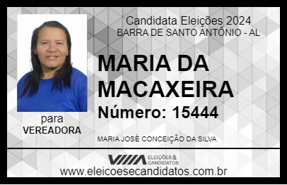 Candidato MARIA DA MACAXEIRA 2024 - BARRA DE SANTO ANTÔNIO - Eleições