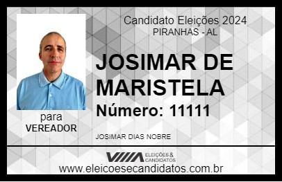 Candidato JOSIMAR DE MARISTELA 2024 - PIRANHAS - Eleições