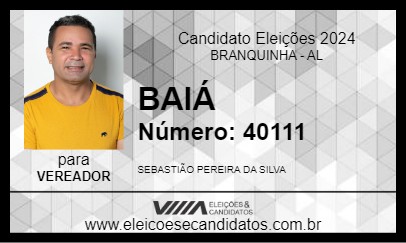 Candidato BAIÁ 2024 - BRANQUINHA - Eleições