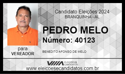 Candidato PEDRO MELO 2024 - BRANQUINHA - Eleições