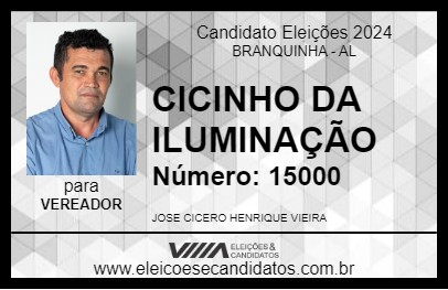 Candidato CICINHO DA ILUMINAÇÃO 2024 - BRANQUINHA - Eleições