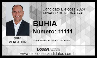 Candidato BUHIA 2024 - MINADOR DO NEGRÃO - Eleições