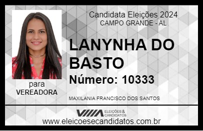 Candidato LANYNHA DO BASTO 2024 - CAMPO GRANDE - Eleições