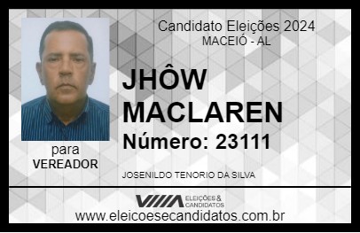 Candidato JHÔW MACLAREN 2024 - MACEIÓ - Eleições