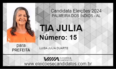 Candidato TIA JULIA 2024 - PALMEIRA DOS ÍNDIOS - Eleições