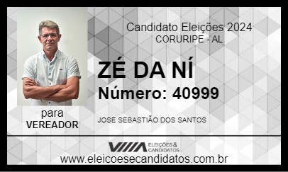 Candidato ZÉ DA NÍ 2024 - CORURIPE - Eleições